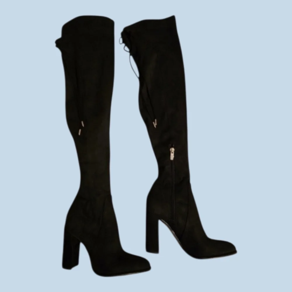 Marc Fisher Boots Elegant Black Women's Knee-High Size 5.5 5-1/2 Zip Faux Suede